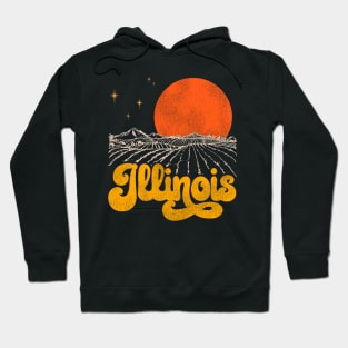 Vintage State of Illinois Mid Century Distressed Aesthetic Hoodie